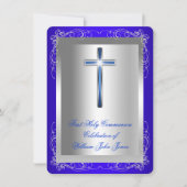 男子初の聖体拝領シルバーブルー王室のラウンド 招待状 (正面)