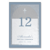 男子初領聖体 ダスティーブルー 偽シルバー十字架 テーブルナンバー (裏面)