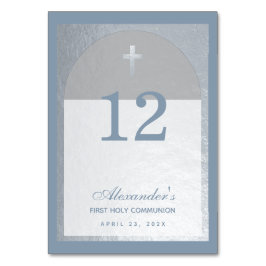 男子初領聖体　ダスティーブルー　偽シルバー十字架 テーブルナンバー