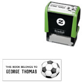 男子可愛いスポーツサッカーキッズスクール蔵書票 セルフインキングスタンプ (インサイチュ)