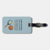 男子可愛いブルーサッカースポーツキッズ ラゲッジタグ (裏面横)