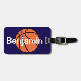 男子可愛いブルーバスケットボールスポーツキッズ ラゲッジタグ