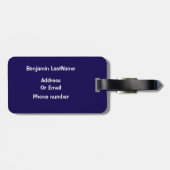 男子可愛いブルーバスケットボールスポーツキッズ ラゲッジタグ (裏面横)