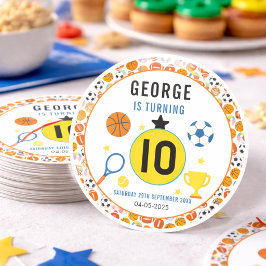 男子向けモダンスポーツの誕生日パーティー | ゲームデイ・テーマ ラウンドシール