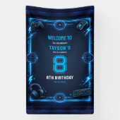 男子向け現代スポーツサッカー子供8歳誕生日パーティー 横断幕 (縦)