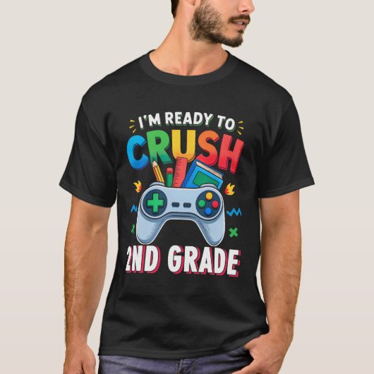 男子向け2年生のシャツ ビデオゲーム 新しい服 Tシャツ (正面)