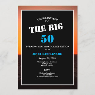 男子夕べサンセット誕生日パーティービッグイヤー 招待状