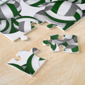 男子女子グリーングレーバレーボールチームカラー ジグソーパズル (側面)