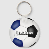 男子女子サッカーブルーブラックチームカラー キーホルダー (正面)