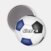男子女子サッカーブルーブラックチームカラー マグネット (正面/裏面)