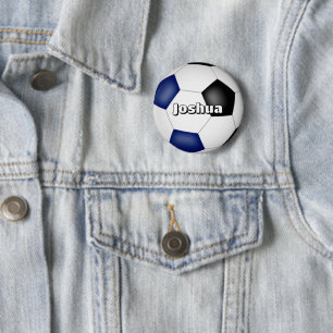 男子女子サッカーブルーブラックチームカラー 缶バッジ