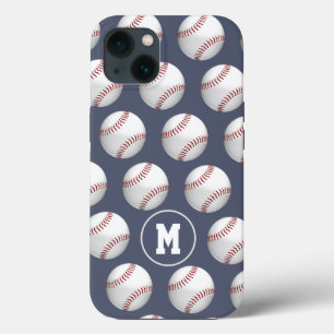 男子女子スポーツベースボールモノグラムのソフトボール iPhone 13ケース