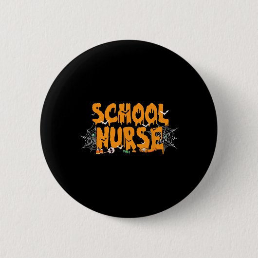 男子女子ハロウィン不気味スクールナース登録 缶バッジ (正面)