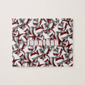 男子女子マルーン灰色バレーボールチームカラー ジグソーパズル (横)