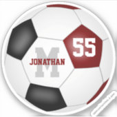 男子女子マルーン黒サッカーチームカラー シール (正面)