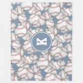 男子女子野球ソフトボールモノグラムの模様 フリースブランケット (正面)