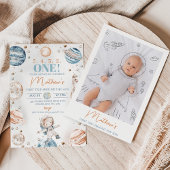 男子宇宙飛行士フォトファースト・トリップ・サンのまわりに誕生日 招待状