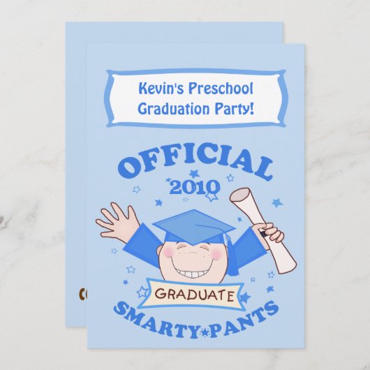 男子幼稚園/幼稚園卒業パーティー 招待状 (正面/裏面)