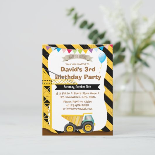 男子建築テーマバースデーパーティ招待状 招待状 (スタンド正面)