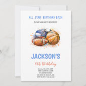 男子数々のの編集可能スポーツパーティー招待状 招待状 (正面)