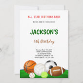 男子数々のの編集可能スポーツパーティー招待状 招待状 (正面)