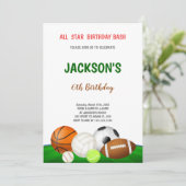 男子数々のの編集可能スポーツパーティー招待状 招待状 (スタンド正面)