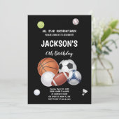 男子数々のの編集可能スポーツパーティー招待状 招待状 (スタンド正面)