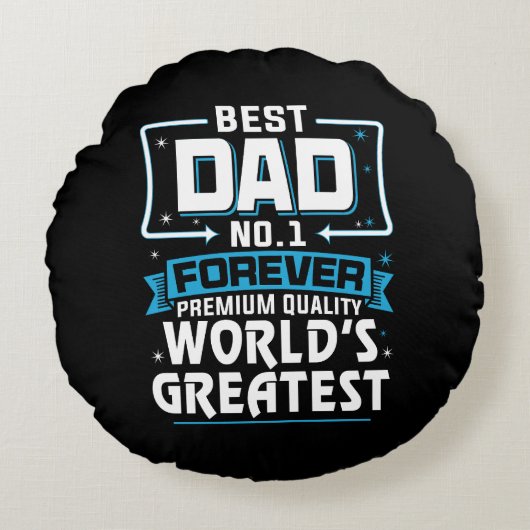 男子最高の父パパ世界一 ラウンドクッション (正面)