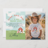 男子牧場納屋誕生日写真 サンキューカード (正面)