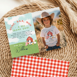 男子牧場納屋誕生日写真 サンキューカード