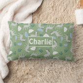 男子用のサファリ柄のモノグラム　セージグリーン ランバークッション (ブランケット)