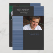 男子用のストライプの卒業式招待状 招待状 (正面/裏面)