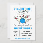 男子用のボウリング誕生日招待状 招待状 (正面)