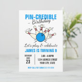 男子用のボウリング誕生日招待状 招待状 (スタンド正面)