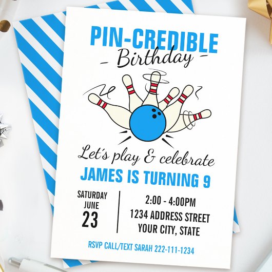 男子用のボウリング誕生日招待状 招待状