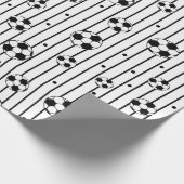 男子白黒ストライプサッカーサッカーファン ラッピングペーパー (角)