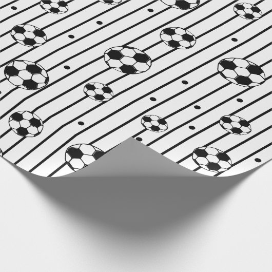 男子白黒ストライプサッカーサッカーファン ラッピングペーパー (角)