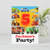 男子第5誕生日建築トラックパーティー 招待状 (スタンド正面)