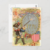 男子米国旗の花火大会7月4日 ポストカード (正面/裏面)