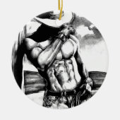 『男子美術のカウボーイ・ボディービルダー・クリスマス』 セラミックオーナメント (正面)