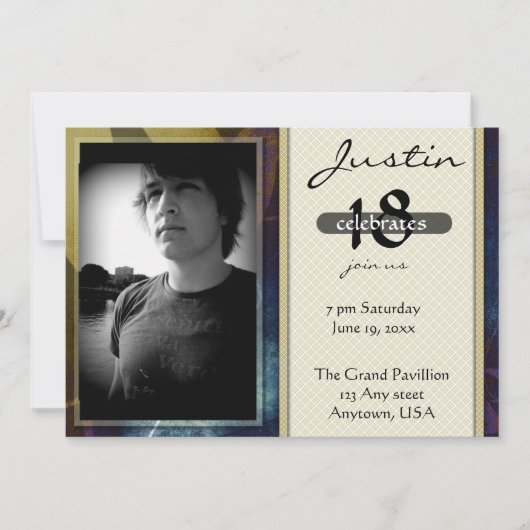 男子誕生日 招待状 (正面)