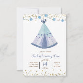 男子部族テント 誕生日パーティー招待状 招待状 (正面)