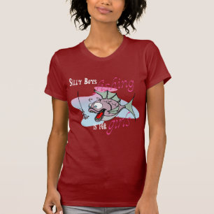 男子間抜け魚釣りは女子魚釣りTシャツDK用 Tシャツ