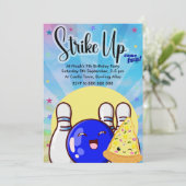 男子青いボウリング タイ・ダイ・パーティー 招待状 (スタンド正面)