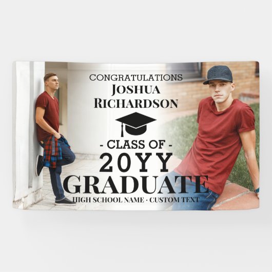 男子高校カスタム卒業2写真 横断幕 (横)