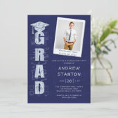 男子高校卒業科学技術海軍写真 招待状 (スタンド正面)