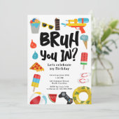 男子高校生のパーティー　夏　ティーンエージャー　誕生日 招待状 (スタンド正面)