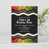 男子高校生向け 赤 黄 緑 煙のパーティー招待状 招待状 (スタンド正面)