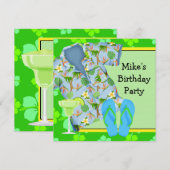 男子BBQマルガリータビーチバースデーパーティー 招待状 (正面/裏面)