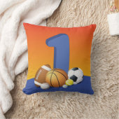 男子1歳の誕生日スポーツボール クッション (ブランケット)